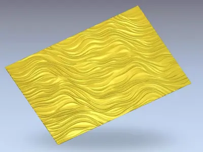Modern Wave Decorative Relief Wall Decor Set STL Mural CNC 401 3D model