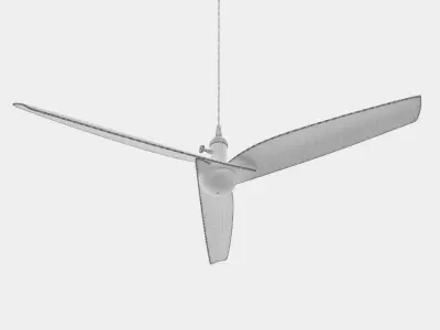 Modern Wooden 3-Blade Ceiling Fan 3D model