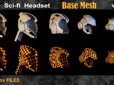 10 Scifi Headset BaseMesh vol18 Low-poly 3D model
