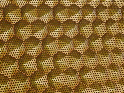 Dented Hexagonal Gold Grill Metal PBR Seamless Texture