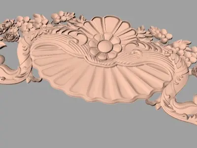 European style flower 3D relief STL Model for cnc engraving E078 3D model