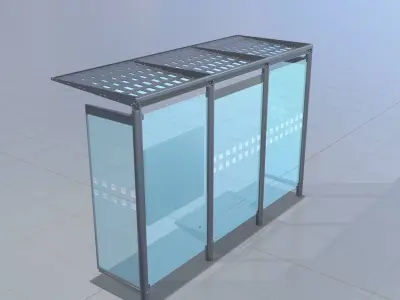 Bus Stop Version 1 with foundation Low-poly 3D model