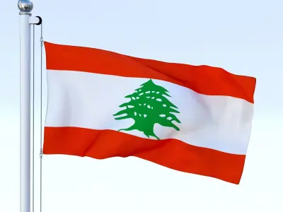 Animated Lebanon Flag Low-poly 3D model