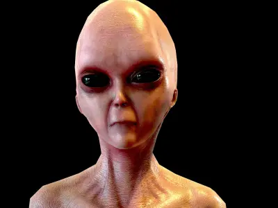 Realistic Alien 1 Roswell UFO incident Low-poly 3D model