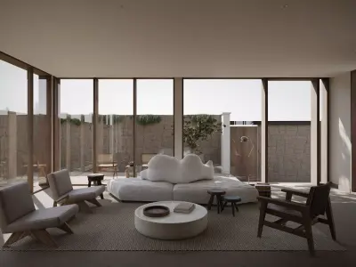 Wabi-sabi style living room 3D model