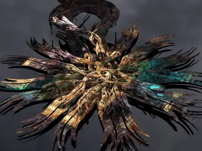 Sea Flower sci fi sculpture grid 3D model