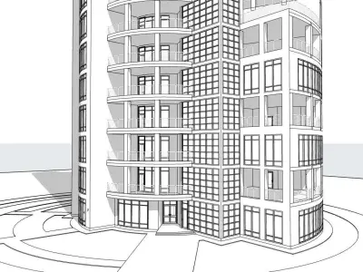 High-rise hotel with 22 floors 3D model