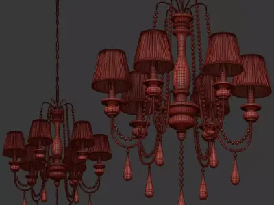 Chandelier Loft designe 1151 with lampshades 3D model