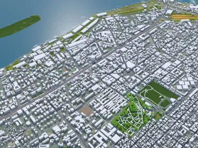 Kinshasa Brazzaville Dr Congo 45km AI Low-poly 3D model