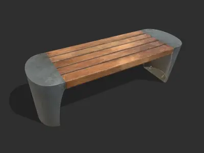 Bench 05 Low Poly PBR Realistic Low-poly 3D model