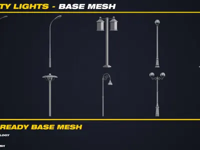 30 City Lights Base Mesh - VOL 02  - Game Ready  Low-poly 3D model