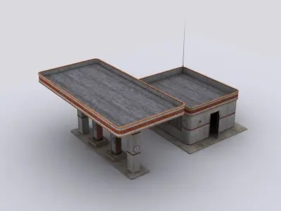Gastation gas station with two pumps Low-poly 3D model
