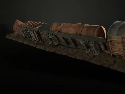 Enviro Train Barricade Game Asset Low-poly 3D model