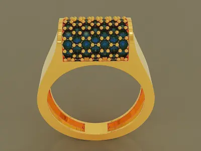 Pave set round shape diamond ring Free 3D print model