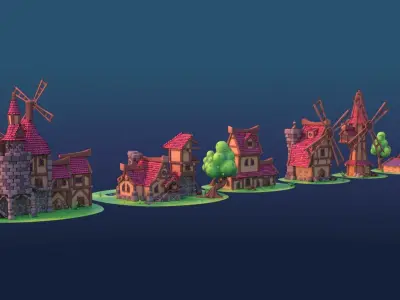 Stylized  Modular Assets - Blender Low-poly 3D model