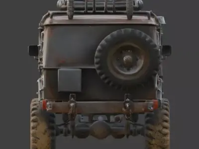 Damaged Post Apocalyptic Off Road Jeep 3D Model V06 Low-poly 3D model