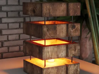 Wooden lamp Art History 3D model