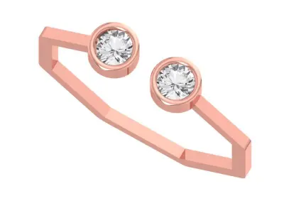 Open End Women Light Weight Band Round Stone Ring 3D print model