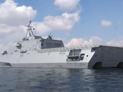  Combat Naval Ship USS Independence LCS-2 Rigged for Cinema 4D 
