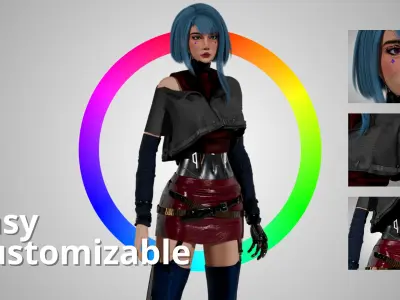 Cyberpunk Girl - Astra - Game Ready Low-poly 3D model