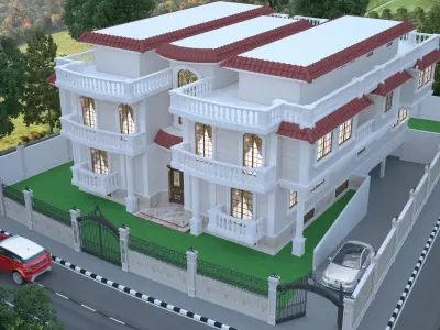 villa cartoons exterior 3D model