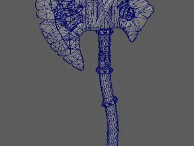 Stylized axe Low-poly 3D model 15
