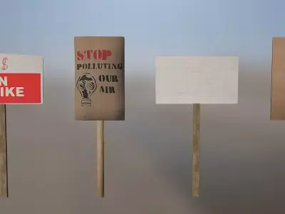 Protest Signs PBR Game Ready Low-poly 3D model