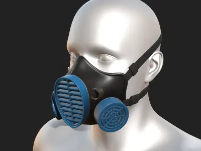 Gas mask helmet 3d model military combat fantasy  Low-poly 3D model