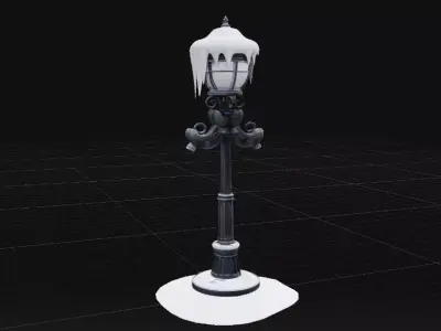 Stylized Street Lamp Winter Christmas Game Asset Low-poly 3D model
