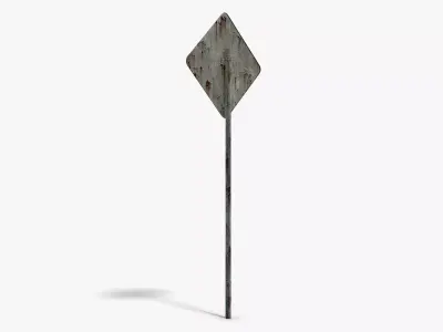 Damaged Crossing Sign Low-poly 3D model