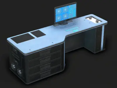 Sci Fi Lab Table Low Poly Low-poly 3D model