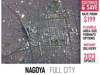 Nagoya - 3D City Model Low-poly 3D model