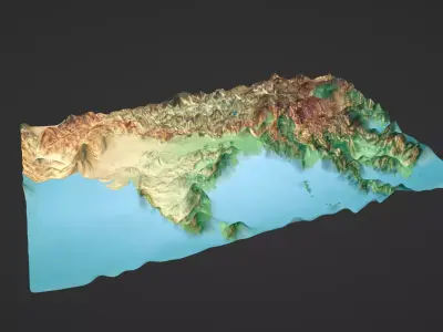 India Map Topography Low-poly 3D model