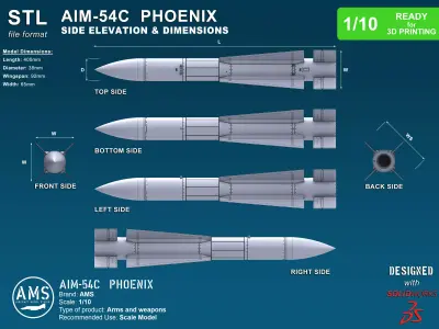 AIM-54C Phoenix - Scale 1-10 3D print model