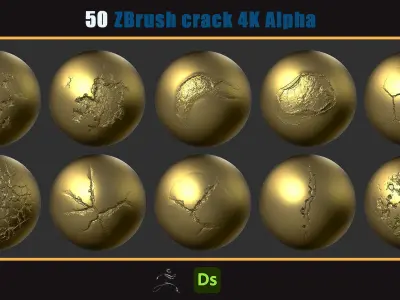 50 Zbrash concrete and stone cracks 4K Alpha Texture