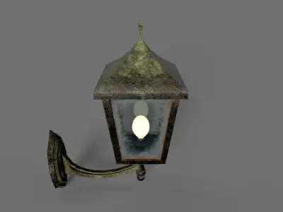 Old Rusted Outdoor Wall Lamp Low-poly 3D model