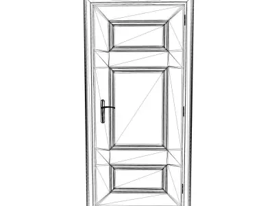 Dark Wood Three-Panel Classic Interior Door Low-poly 3D model