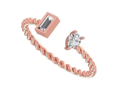 Light Weight Pear Baguette stone Twisted Band Ring 3D print model