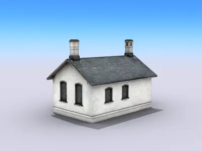 White Brick Building Low-poly 3D model
