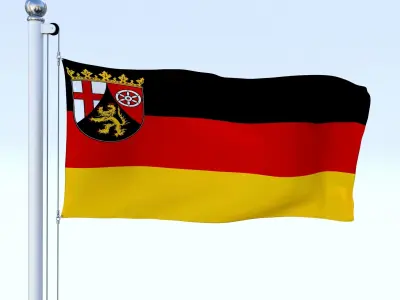 Animated Rhineland-Palatinate German State Flag Low-poly 3D model