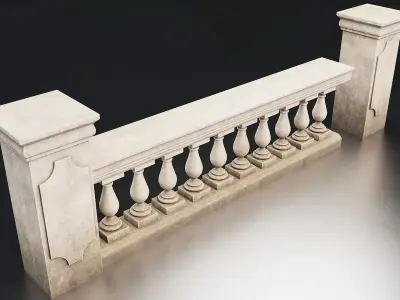 Classic Stone Balustrade 3D Model Low-poly 3D model