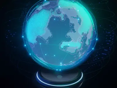 Hologram of the planet on the table procedural material 3D model