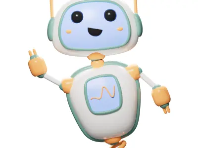 Adorable stylized robot 3D model