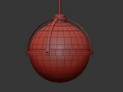 LARGE globe pendant light in gold and clear glass 3D model