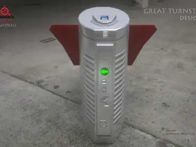 Turnstile 3D model electronic gate with light Low-poly 3D model