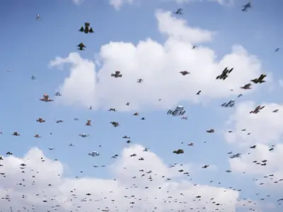 Traffic Spaceships Generator Low-poly 3D model