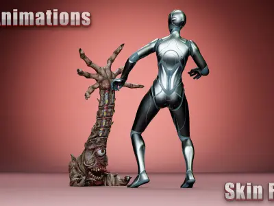 Cyborg Tentacle Low-poly 3D model