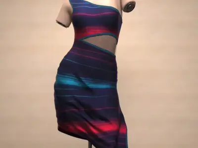 Side Cut-out Dress for Genesis 9 3D model