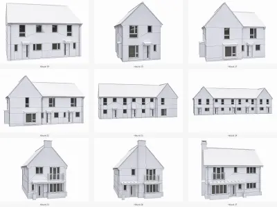 Neighborhood Houses Collection  - 36 Pack  Low-poly 3D model