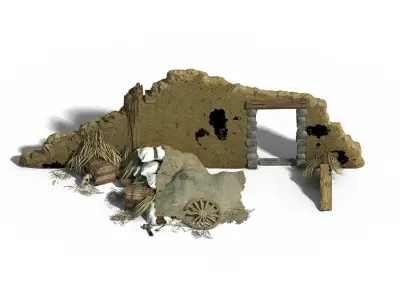 Game Monster Camp - Broken Earth Wall Cottage 8 3D model